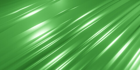 Naklejka premium Green shiny and glossy silk, smooth velvet or fabric surface with ripples and patterns, realistic 3D illustration as background with copy space for text