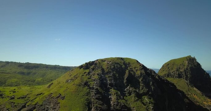 Drone view of the green landscapes of Maui islands in Hawaii