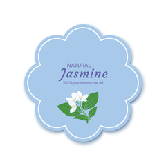 Label, packaging design with a jasmine flower for essential oil, cream, soap, perfume, air freshener, etc.