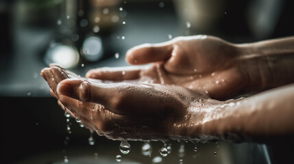 Fototapeta premium Woman washing hands with soap Generated AI