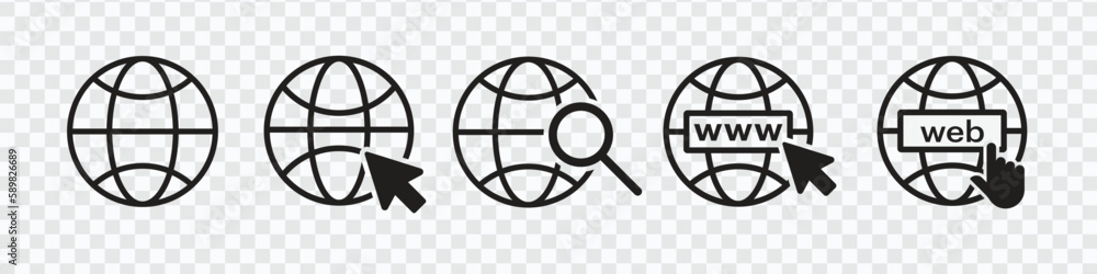 Poster go to web icon sheet in trendy flat style isolated on transparent background. website pictogram. int