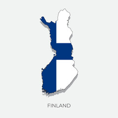 Finland map and flag. Detailed silhouette vector illustration	