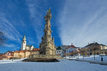 Naklejka na ściany i meble The baroque Holy Trinity plague column in central square of Kremnica, Slovakia