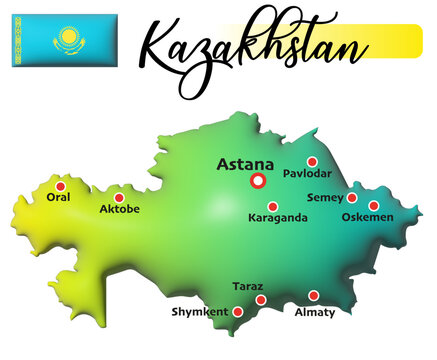 Kasachstan, Fl&auml;che und Flagge