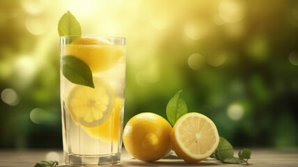 Natural lemonade background. Illustration AI Generative
