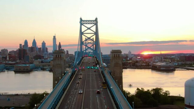Ben Franklin Bridge, Philadelphia during sunset