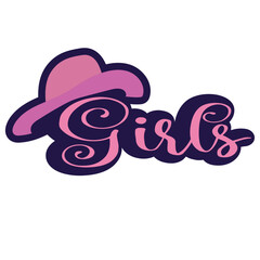 Girls with hat word art