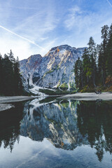 Lake di Braies in Autumn, dolomites, Italy 