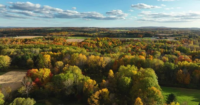 Afternoon autumn fall aerial view of Trumansburg NY USA
