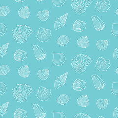 A seamless pattern of seashells.