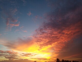 sunset with colorful sky hemi sphere view 