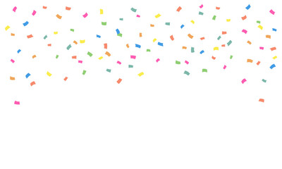 Colorful many small paper falling isolated on white background. Confetti for birthday, party, festival fair, celebration, and congratulation. Vector illustration flat design.