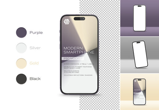 Modern Smartphone Mockup Isolated on White