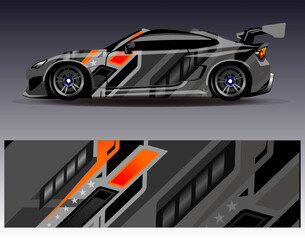 Car wrap design vector. Graphic abstract stripe racing background kit designs for wrap vehicle  race car  rally  adventure and livery