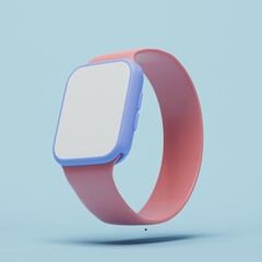 Smart watch icon isolated background.Pastel color.Simple 3d render illustration