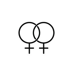 Same sex lesbian romantic relationship, marriage. Two female symbols circles with cross intertwined. Pixel perfect icon
