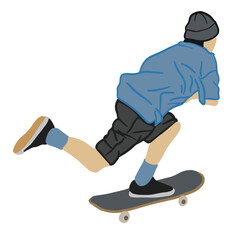 Man push the skateboard ,good for graphic design resource