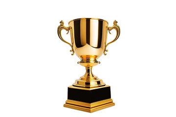 Golden cup of the winner on a white isolated background, award for the first place in the championship, Generative AI.