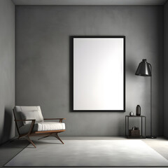 Blank frame in modern room with chair