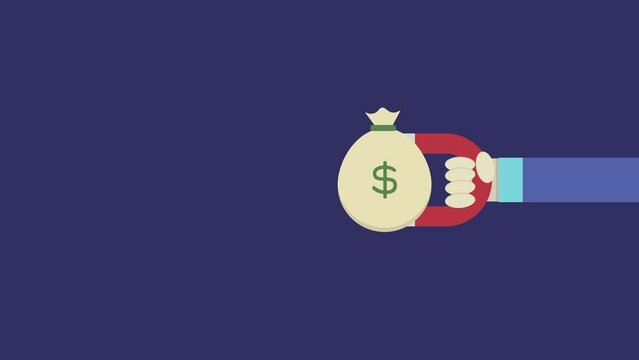 magnet animation that attracts money. suitable for business or influential people in the financial sector