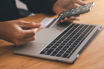 Businessman use credit card for shopping online. shopping online concept.