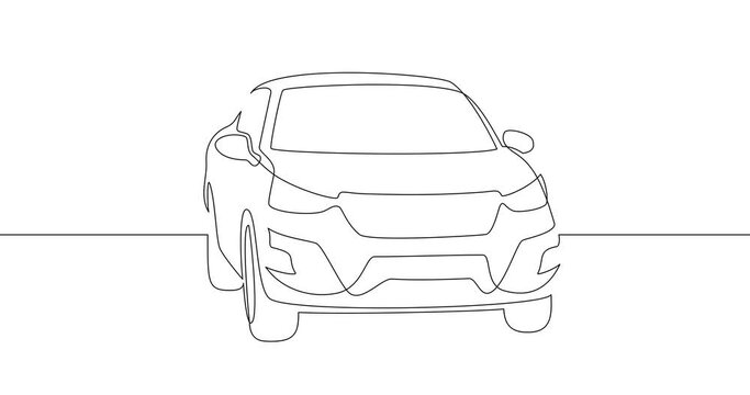 Animation of an image drawn with a continuous line. Car.