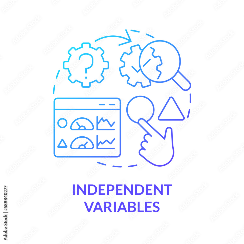 Poster independent variables blue gradient concept icon. causal research changeable and principles abstract