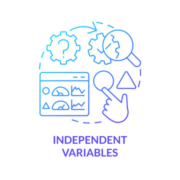 Independent variables blue gradient concept icon. Causal research changeable and principles abstract idea thin line illustration. Isolated outline drawing. Myriad Pro-Bold font used