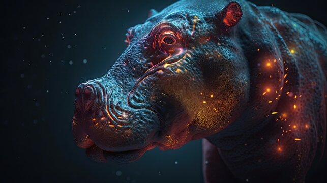 Abstract animal, ultra detailed. Beautiful wildlife of creation, hippo