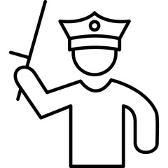 Policeman Holding Stick Icon