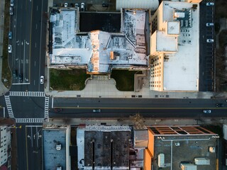 Aerial of the cityscape of Trenton with its residential buildings and highways in New Jersey