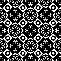 Black and white abstract patterns.Seamless monochrome repeating pattern for web page, textures, card, poster, fabric, textile.