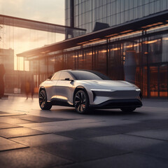 electric car with its futuristic design