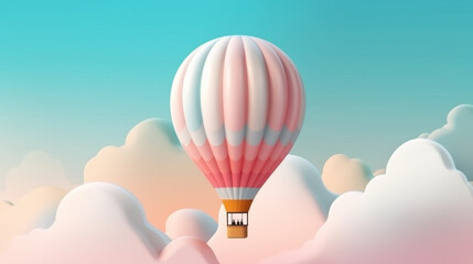 A dreamy pastel hot air balloon floats gracefully in the sky. Generative AI - 589842826