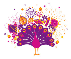 Diwali holiday  composition card svg 