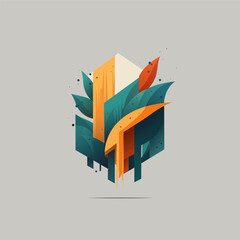 Futuristic Initial  Logo Design with Geometric Leaf Pattern. Abstract nature. Vector design template elements for your application or corporate identity. Creative logotype concept icon element.