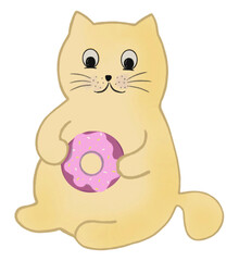 Cat eating donut 