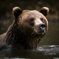 Plakat brown bear in water