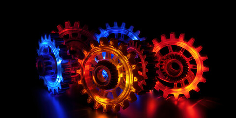 ai-generated Luminous gears of a gearbox