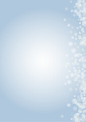 Vector Magical Glowing Background with Silver and Purple Falling Hexagon on Blue. Falling Snow. Glittery Confetti Frame. Christmas and New Year Design. Winter Sky with Bokeh Snowfall.