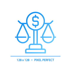 Banking law pixel perfect gradient linear vector icon. Governmental financial regulation system. State economic order. Thin line color symbol. Modern style pictogram. Vector isolated outline drawing