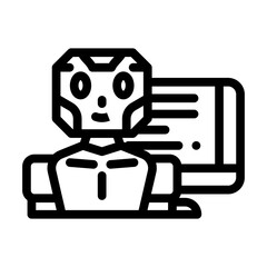 robot chat bot line icon vector illustration