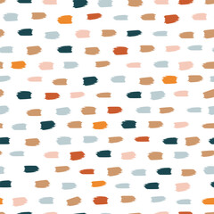 Grunge style seamless pattern. Hand-drawn stylish vector pattern. Modern minimal geometric print. Endless colorful background. 