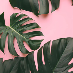 Background of Monstera leaves. Generative AI.