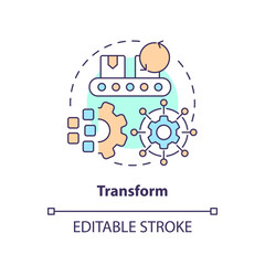 Transform concept icon. Efficiency improvement. Converting internal to external abstract idea thin line illustration. Isolated outline drawing. Editable stroke. Arial, Myriad Pro-Bold fonts used