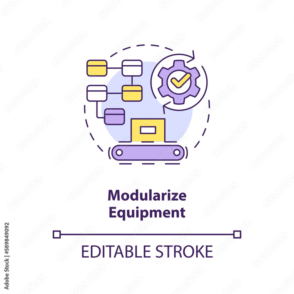 Poster modularize equipment concept icon. interchangeable components. customized machines abstract idea thi