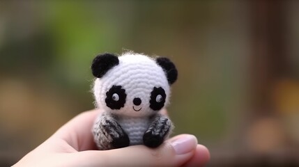 Cute panda toy "3D illustration" (selective focus) (colorful) “Generative AI” 