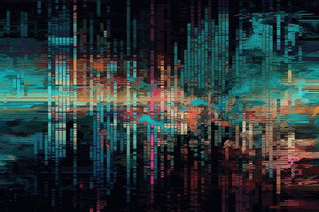 Fototapeta premium Colorful abstract painting in night city colors, Generative AI