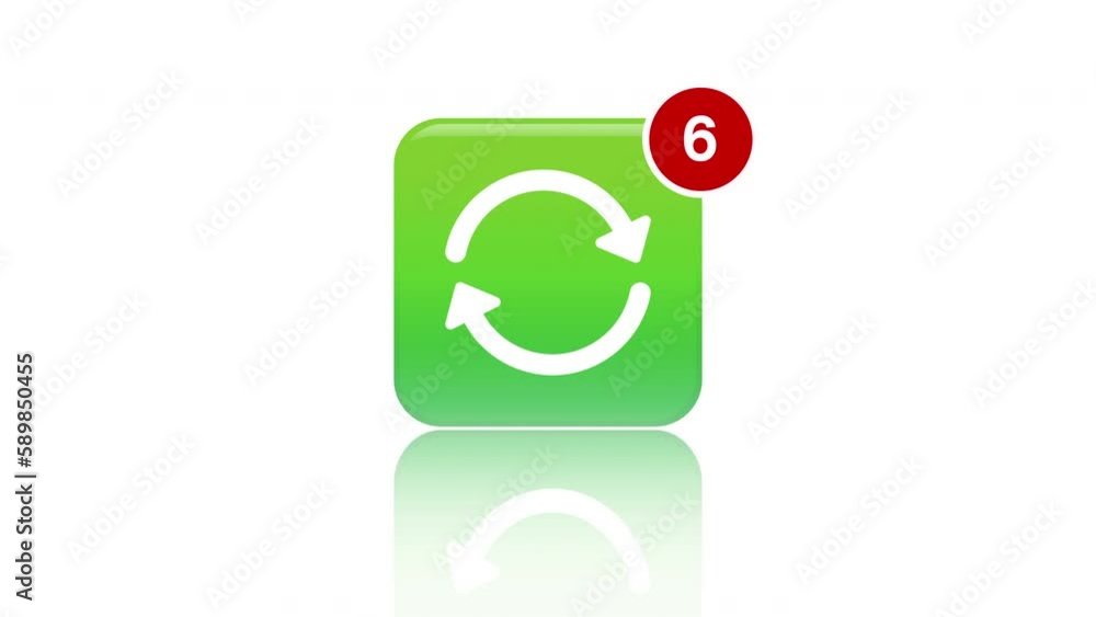 Poster video animation of update app icon with notifications on white background. motion background.
