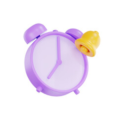 3d render purple pastel color alarm clock, 3D Circle clock icon
